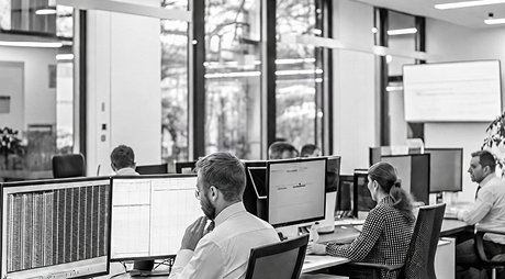 SaaS marketing team reviewing product demo requests