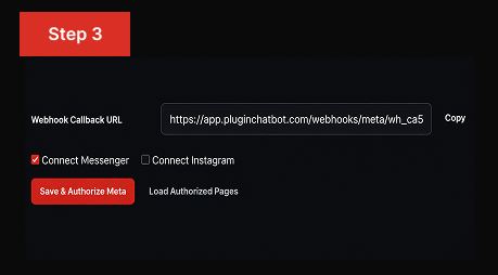 PluginChatBot Meta settings for authorising Messenger and Instagram messaging