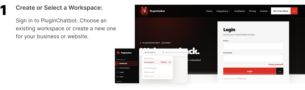 Step 1: Create or select a workspace in PluginChatBot