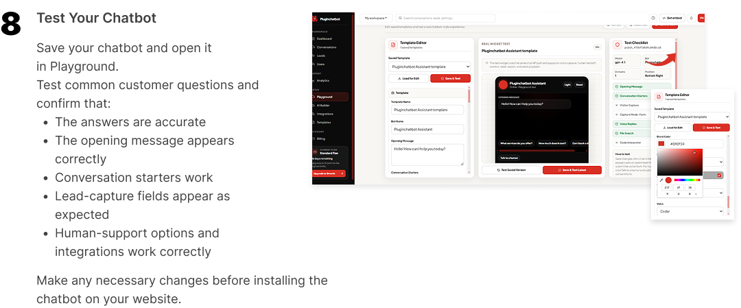 Step 8: Test your AI chatbot in the PluginChatBot Playground